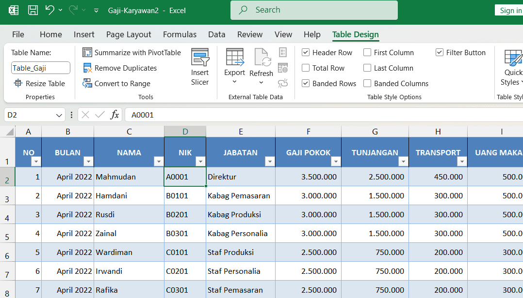 Praktik Terbaik Membuat Tabel di Excel