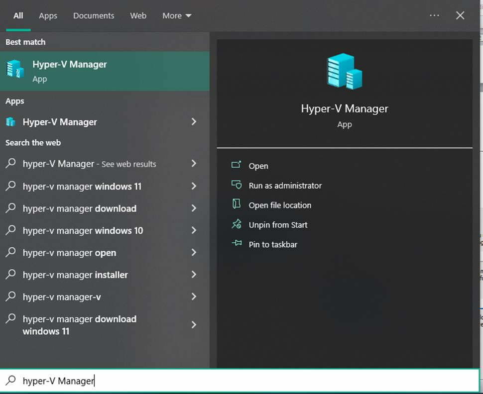 membuak hyper-v manager