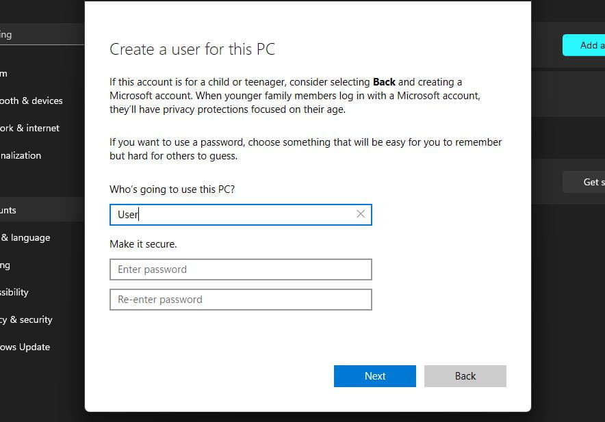 membuat user baru di Windows-11