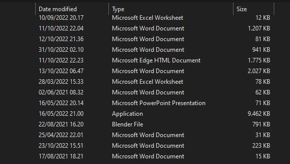 file type in windows explorer