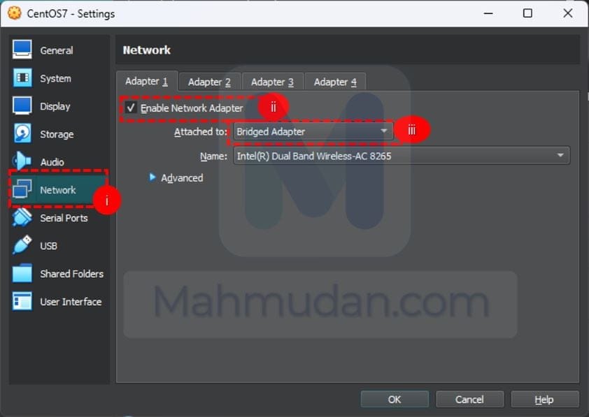 network adapter mesin virtual