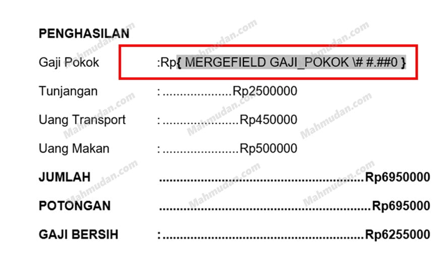 menambahkan format