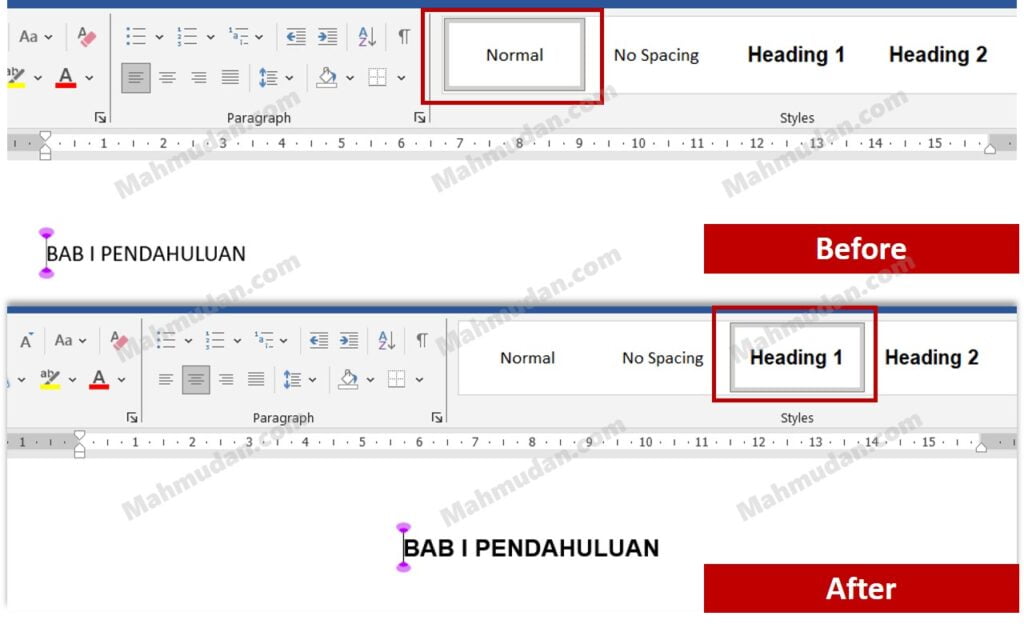 menerapkan gaya Headings