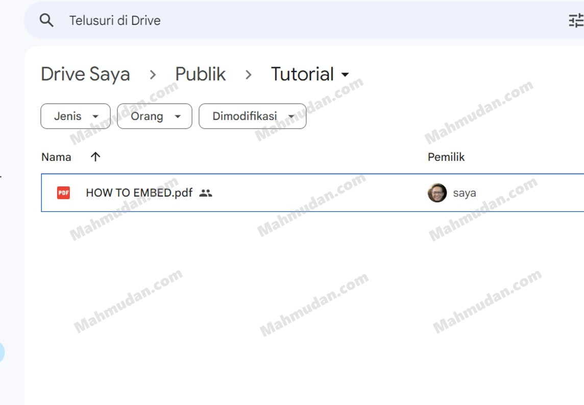 Upload file PDF ke Google Drive