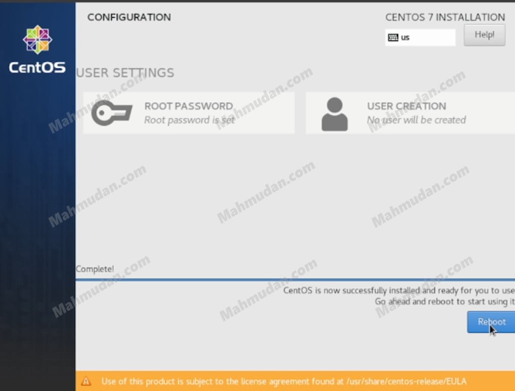 instal centos selesai