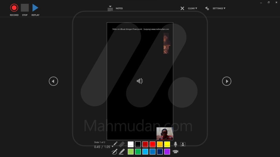 tampilan saat perekaman tayangan slide