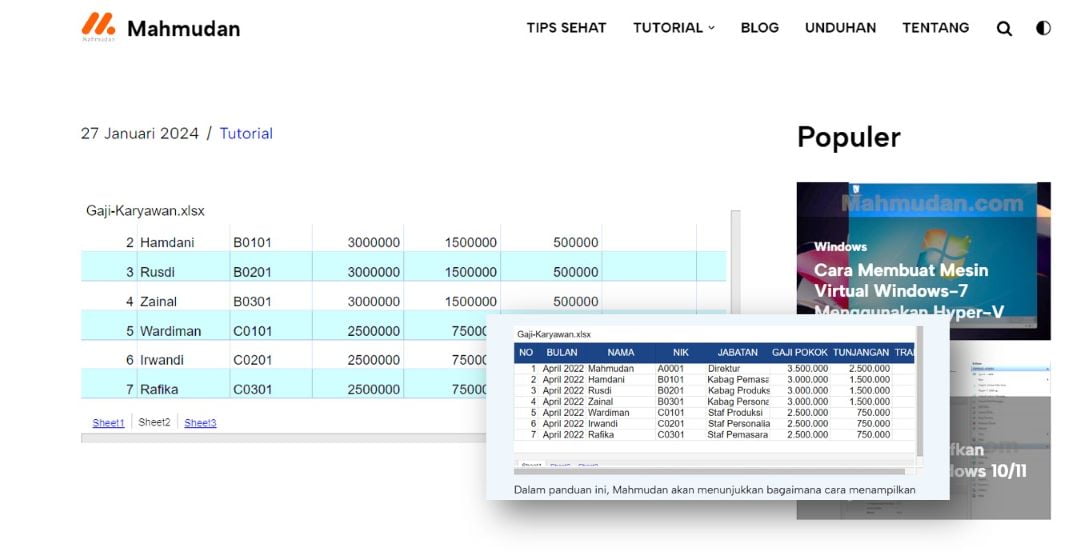 Trik tampilkan Tabel Excel di Halaman Web – 6 Langkah Praktis