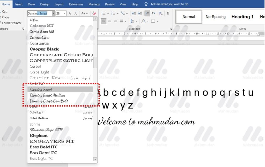 menggunakan font tulisan tangan di word