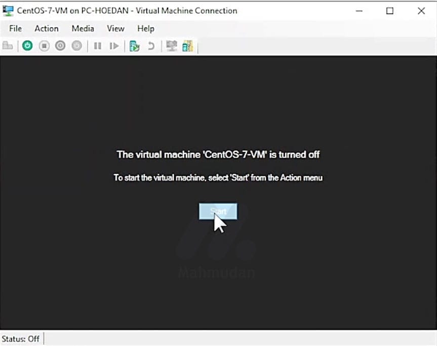 menjalankan mesin virtual CentOS-7 di layar