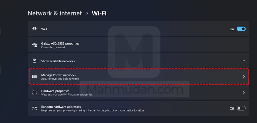 pilih-manage-known-network