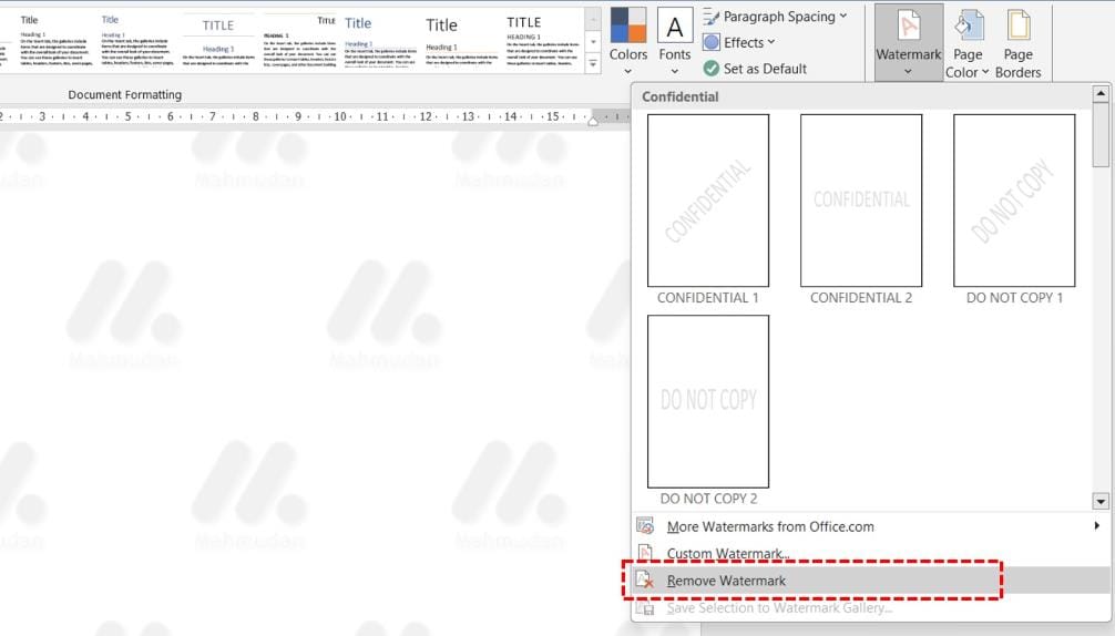 hapus watermark dokumen word