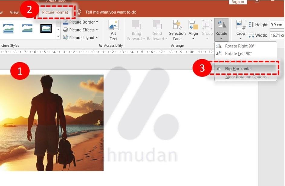 membalik gambar di powerpoint