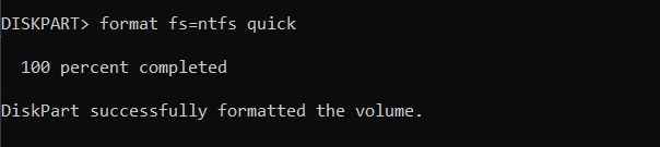 format fs ntfs quick